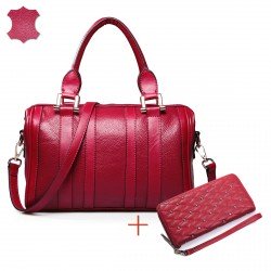 Női táska és pénztárca szett, bordó Divat