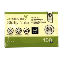 Jegyzettömb öntapadó 50x75mm 100lap A-Series sárga Öntapadó jegyzettömb A-series