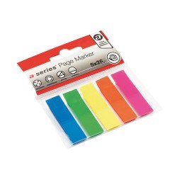 Jelölőcímke 12x44mm, 5x25lap műanyag A-series kék zöld sárga rózsaszín narancssárga Jelölőcímke A-series