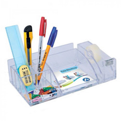 Írószertartó 8 rekeszes, 230x125x65mm, ragszalag tépővel műanyag, Bluering® víztiszta Írószertartó Bluering