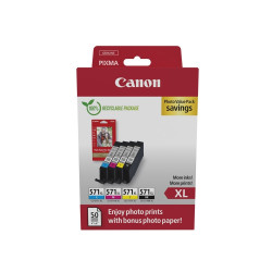 Canon CLI571XL BCMY tintapatron + 10x15 fényes fotópapír multipack ORIGINAL Tintapatron original Canon