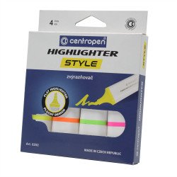 Szövegkiemelő készlet 1-4,6mm, vágott hegyű, Centropen 6252 neon, 4 klf. szín Szövegkiemelő Centropen