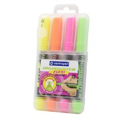 Szövegkiemelő készlet, 1-5mm, rugalmas vágott hegyű, Centropen 8542, 4 klf. szín Szövegkiemelő Centropen