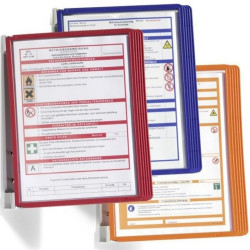 Bemutatótábla tartó, fali, 5 db táblával, Durable Vario® Wall 5, piros Bemutatótábla, mágneses info keret Durable