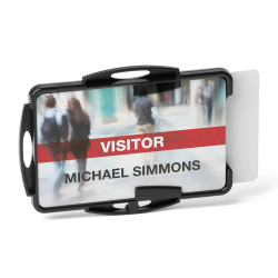 Biztonsági kártyatartó 2 kártyához Durable Eco fekete 10 db/csom Névkitűző Durable