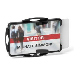 Biztonsági kártyatartó 2 kártyához Durable Eco fekete 10 db/csom Névkitűző Durable