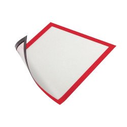 Infókeret A4, 5 db/csomag, Durable Duraframe® Magnetic piros Bemutatótábla, mágneses info keret Durable