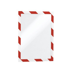 Infókeret A4, öntapadó mágneses záródás 2 db/csomag, Durable Duraframe® Security, piros/fehér Bemutatótábla, mágneses info keret Durable