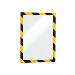 Infókeret A4, öntapadó mágneses záródás 2 db/csomag, Durable Duraframe® Security, sárga/fekete Bemutatótábla, mágneses info keret Durable