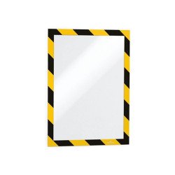Infókeret A4, öntapadó mágneses záródás 2 db/csomag, Durable Duraframe® Security, sárga/fekete Bemutatótábla, mágneses info keret Durable