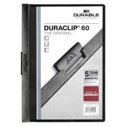 Klip mappa 60lap Durable Duraclip®, fekete Gyorsfűző, klip mappa Durable