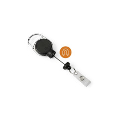 Névjegykártyatartó kihúzható patentos, mágneses Durable Extra Strong fekete Névkitűző Durable