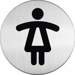 Piktogram, információs tábla, átmérő 83mm, Női WC Durable ezüst Vizuál, irányító tábla Durable