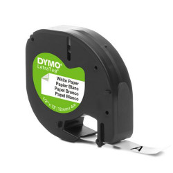 Feliratozógép szalag Dymo Letratag S0721510/59421 papír 12mmx4m, ORIGINAL fekete/fehér Nyomtató és feliratozó gép, kellékek Dymo