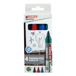 Táblamarker készlet, 1,5-3mm, kerek Edding 28 EcoLine, 4 klf. szín Táblamarker EDDING