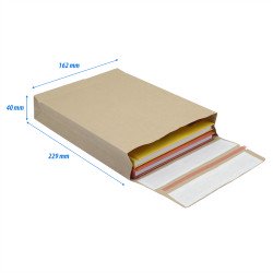 Csomagküldő webshop tasak 162x229x40mm, erős kraft papírból 250 db/doboz, E-green barna Tasak e-Green