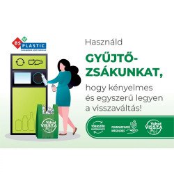 Ingvállas gyűjtőzsák 40x70cm, visszaváltható pet palackok, alu dobozok és üvegekhez 3 zsák/csomag Zacskó, tasak, táska Egyéb