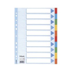 Regiszter A4, 10 részes karton írható előlappal Esselte Standard színes Regiszter Esselte