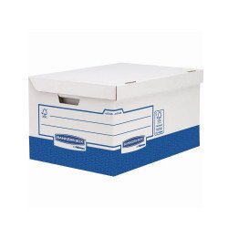Archiváló konténer, karton, ultra erős, nagy, Fellowes® Bankers Box Basic, 10 db/csomag, kék-fehér Archiválás Fellowes