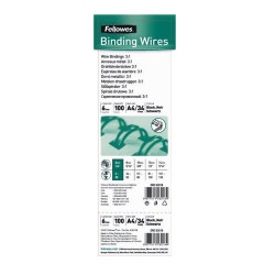 Fém spirál 3:1, 6mm, 21-35lap, Fellowes® 100 db/doboz, fekete Kötészeti kellék Fellowes