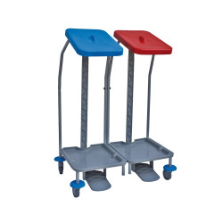 Hulladékgyűjtő kocsi 2 x 70 liter (kék és piros fedél) Papírkosár, szemetes Fix-Net