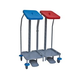 Hulladékgyűjtő kocsi 2 x 70 liter (kék és piros fedél) Papírkosár, szemetes Fix-Net