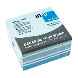 Jegyzettömb öntapadó, 75x75mm, 400lap,5654-70 Info Notes pasztell színek fehér,kék, türkiz Öntapadó jegyzettömb Info Notes