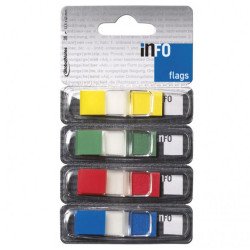 Jelölőcímke 12,5x43mm, 4x36lap, műanyag, Info Notes (4BBD) transzparens, 4 klf. szín Jelölőcímke Info Notes