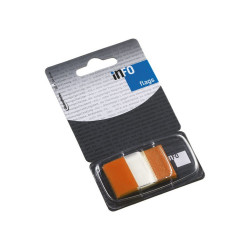 Jelölőcímke 25x43mm, 50lap, műanyag, Info Notes Info Flags transzparens narancs Jelölőcímke Info Notes