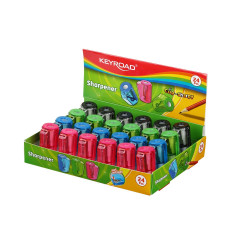 Hegyező 1 lyukú tartályos 24 db/display Keyroad Cup Sharpy vegyes színek Hegyező Keyroad