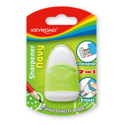 Hegyező 1 lyukú tartályos, radírral Keyroad Navy vegyes színek Hegyező Keyroad