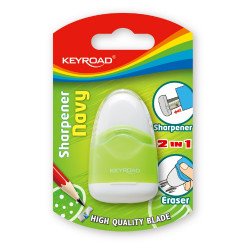 Hegyező 1 lyukú tartályos, radírral Keyroad Navy vegyes színek Hegyező Keyroad