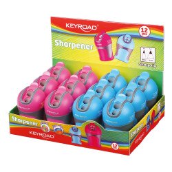 Hegyező 2 lyukú tartályos, fedeles 12 db/display Keyroad Colour Special vegyes színek Hegyező Keyroad