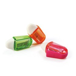 Hegyező, 1 lyukú, radírral, 24 db/display, Keyroad Twist, vegyes színek Hegyező Keyroad