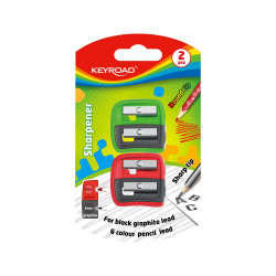 Hegyező, 2 lyukú, 2 db/bliszter, Keyroad Dou-Power, vegyes színek Hegyező Keyroad