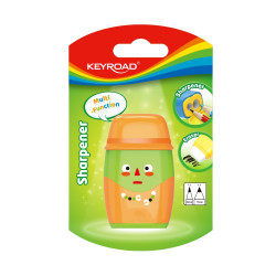 Hegyező, 2 lyukú, radírral, 1 db/bliszter, Keyroad 2in1, vegyes színek Hegyező Keyroad