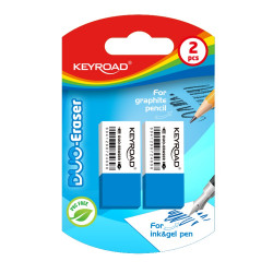 Radír, 2 db/bliszter, Keyroad Duo, fehér-kék Radír Keyroad