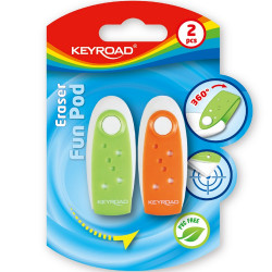 Radír, PVC mentes 2 db/bliszter Keyroad Fun Pod vegyes színek Radír Keyroad