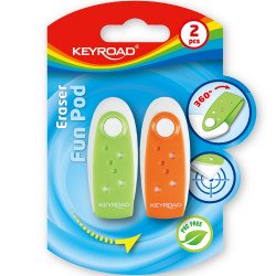 Radír, PVC mentes 2 db/bliszter Keyroad Fun Pod vegyes színek Radír Keyroad