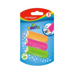 Radír, PVC mentes 3 db/bliszter Keyroad Roo Fix vegyes színek Radír Keyroad