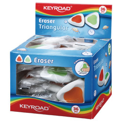 Radír, PVC mentes 36 db/display Keyroad Triangular vegyes színek Radír Keyroad
