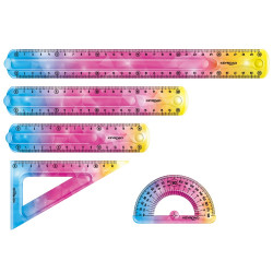 Vonalzókészlet, 20 cm, flexibilis vonalzó, szögmérő, derékszög vonalzó, 3 db/bliszter Keyroad Flex Draw vegyes színek Vonalzó, szögmérő Keyroad