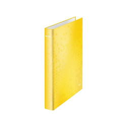 Gyűrűskönyv A4, Maxi 4cm, 2 gyűrű, D alakú, karton Leitz Wow sárga Gyűrűskönyv Leitz