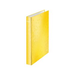 Gyűrűskönyv A4, Maxi 4cm, 2 gyűrű, D alakú, karton Leitz Wow sárga Gyűrűskönyv Leitz