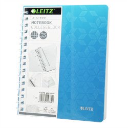 Spirálfüzet A5, 80lap kockás Leitz Wow jégkék Spirálfüzet Leitz