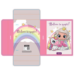 Füzetbox A5, hullámkarton, Királylány/Unikornis, Nebulo Tok, tartó, füzetbox Nebulo