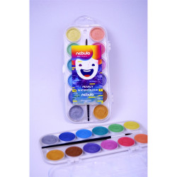 Vízfesték készlet, 12db-os, gyöngyház színű, 30mm festékgombokkal Nebulo Vízfesték Nebulo