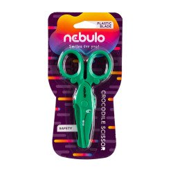 Olló, 12cm, biztonsági, műanyag krokodil forma, Nebulo Ollók, kések Nebulo