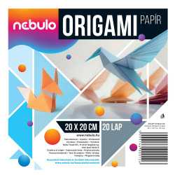 Origami papír 20x20 cm, vegyes színek, 20 lap/csomag, Nebulo Iskolai készségfejlesztő Nebulo