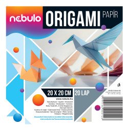 Origami papír 20x20 cm, vegyes színek, 20 lap/csomag, Nebulo Iskolai készségfejlesztő Nebulo